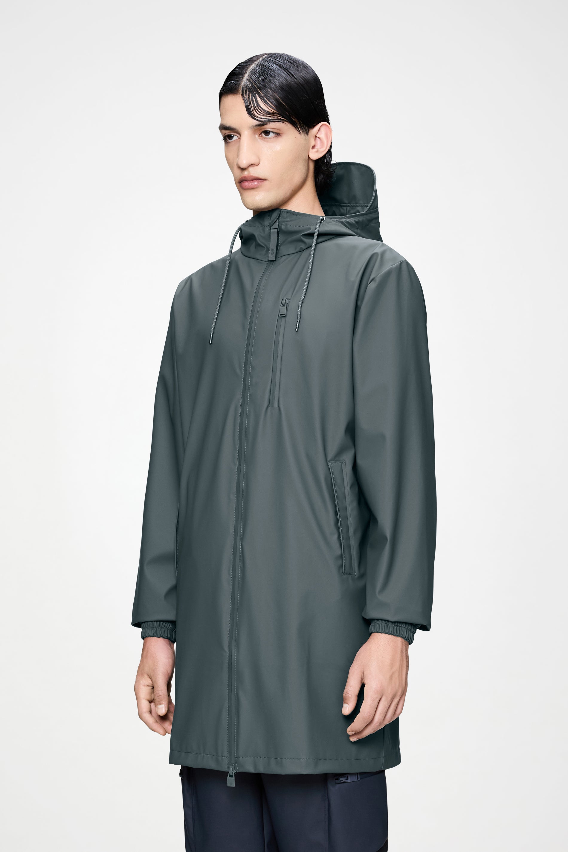 RAINS Long Storm Breaker Dark Grey Jacket