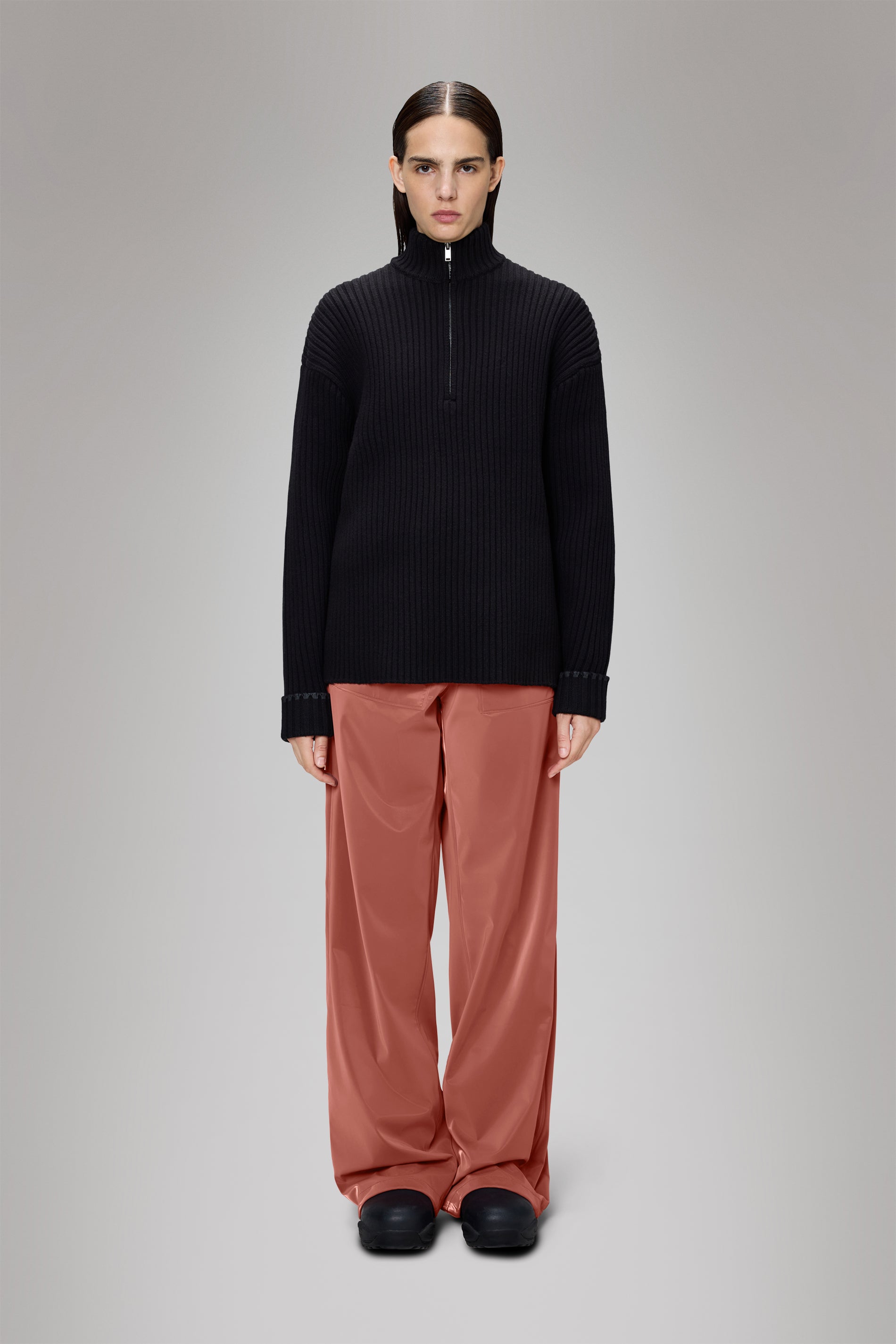 RAINS Sapa Half Zip Knit Black Half Zip