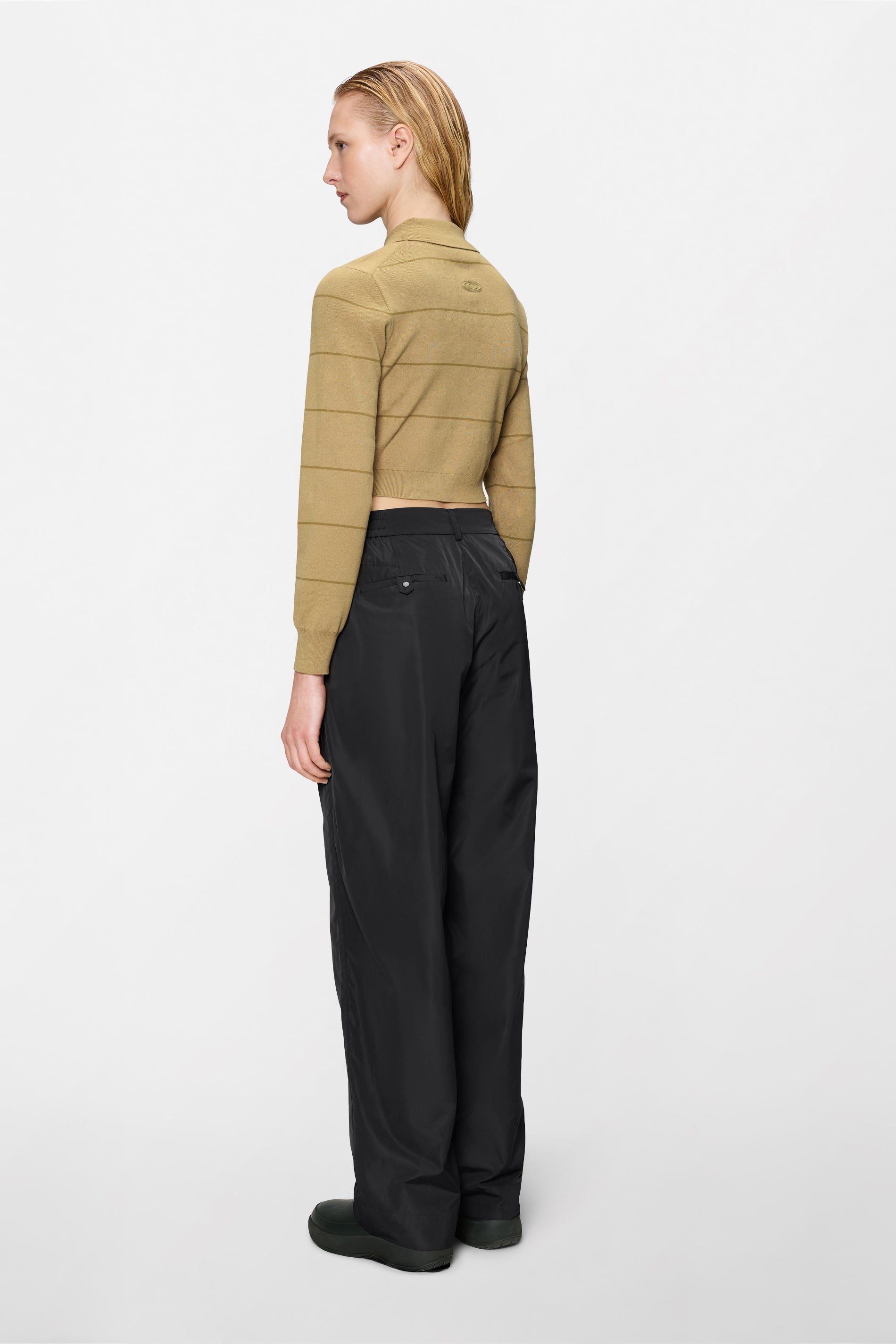 Striped Knit W Long Sleeve Polo