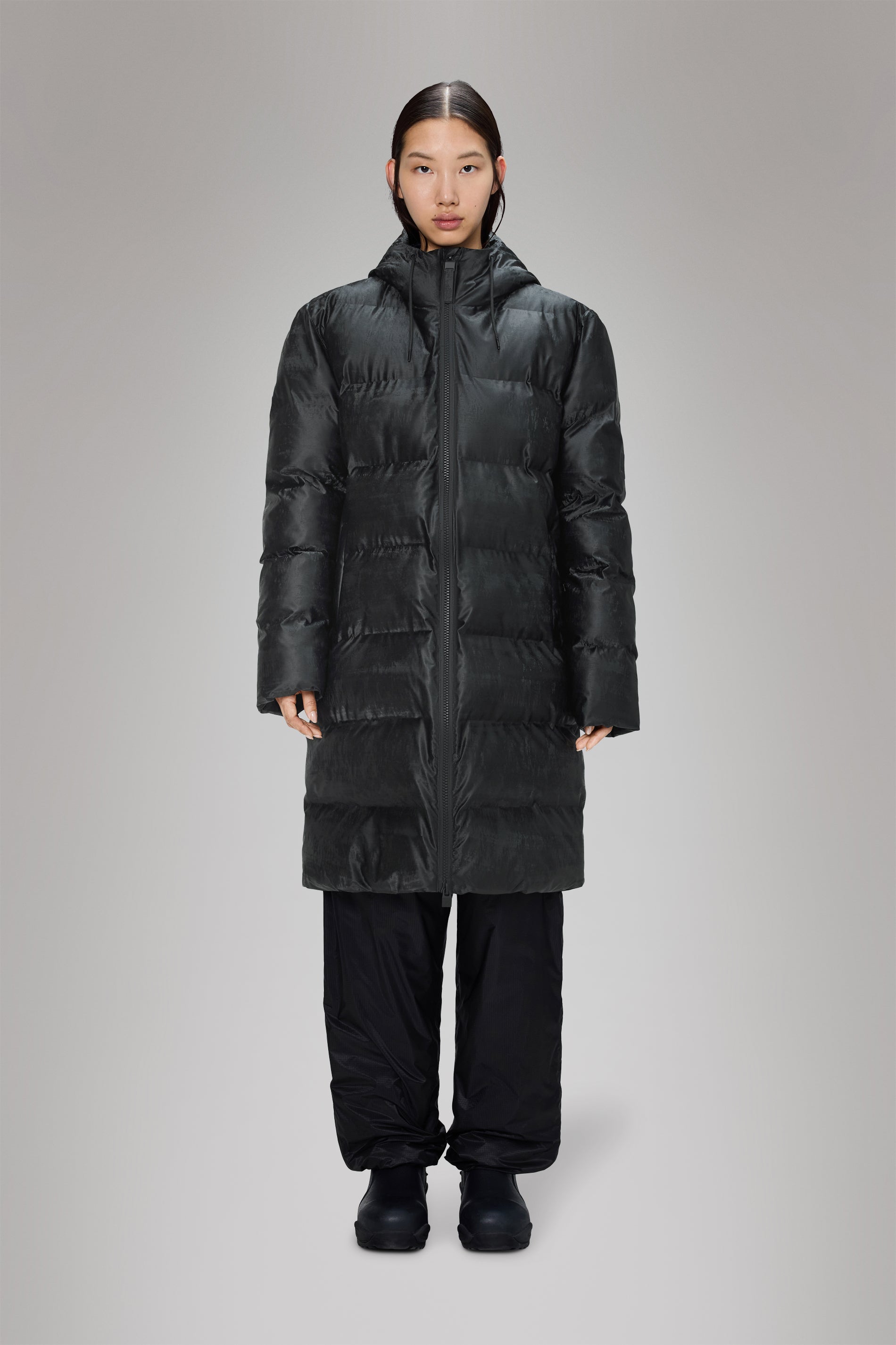 RAINS Alta Longer Puffer Jacket Coal Jacket