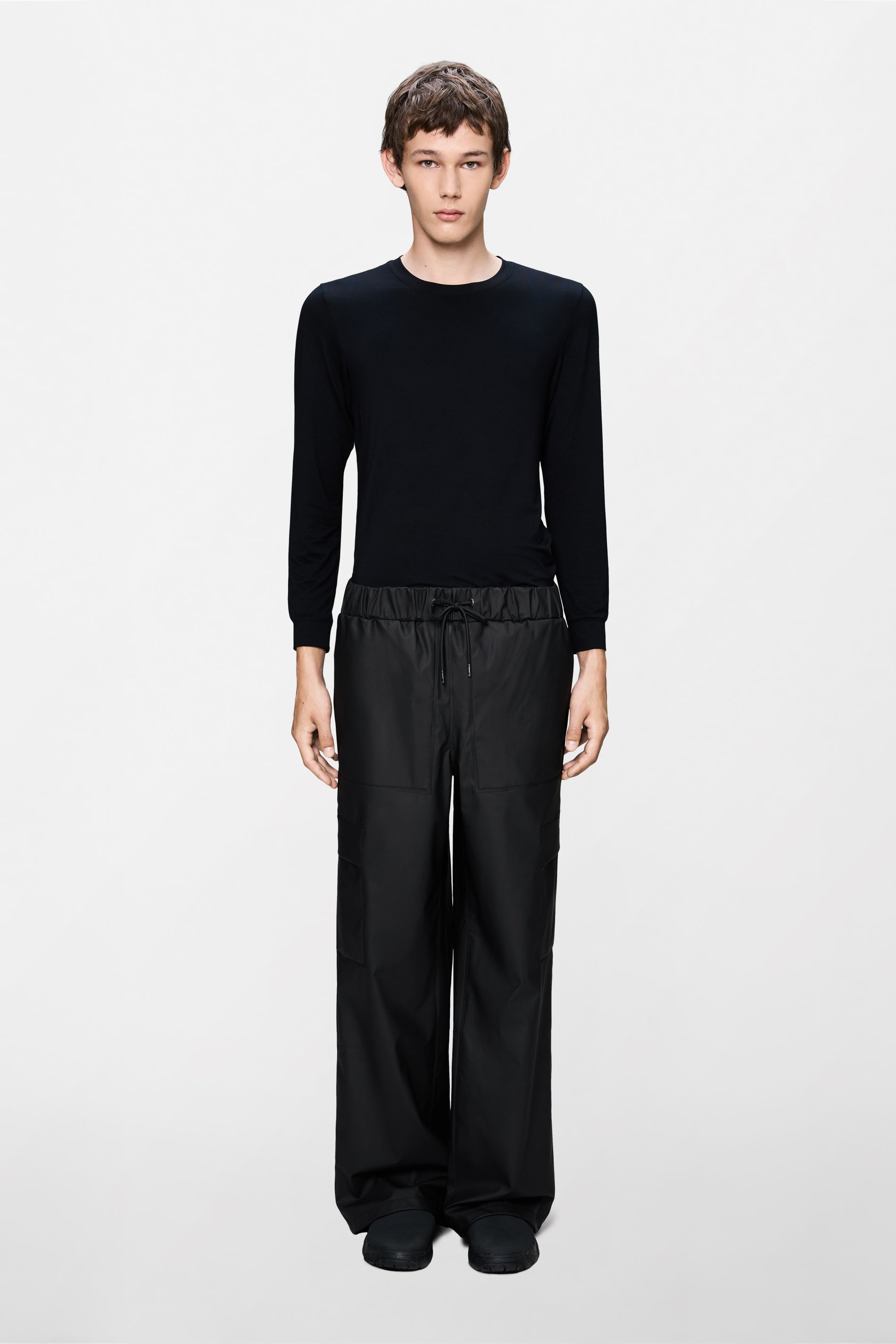 RAINS Cargo Rain Pants Wide Black Pants