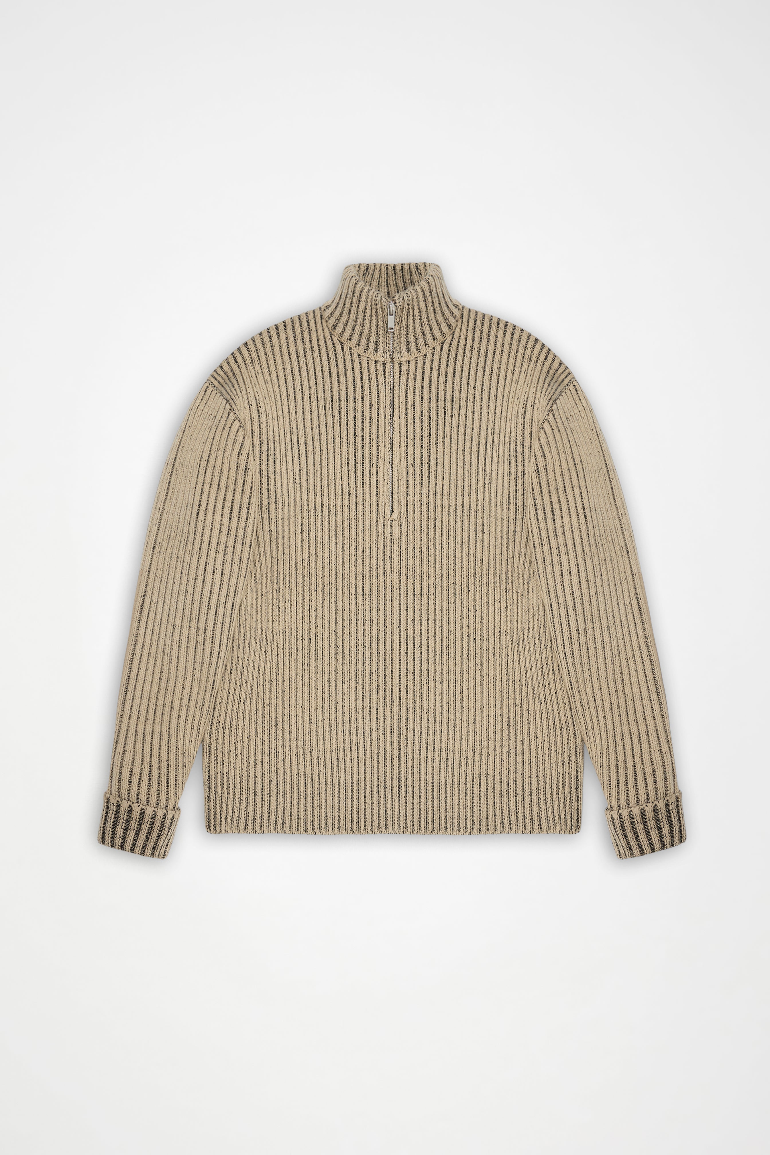 RAINS Sapa Half Zip Knit Beige/Black Long Sleeve
