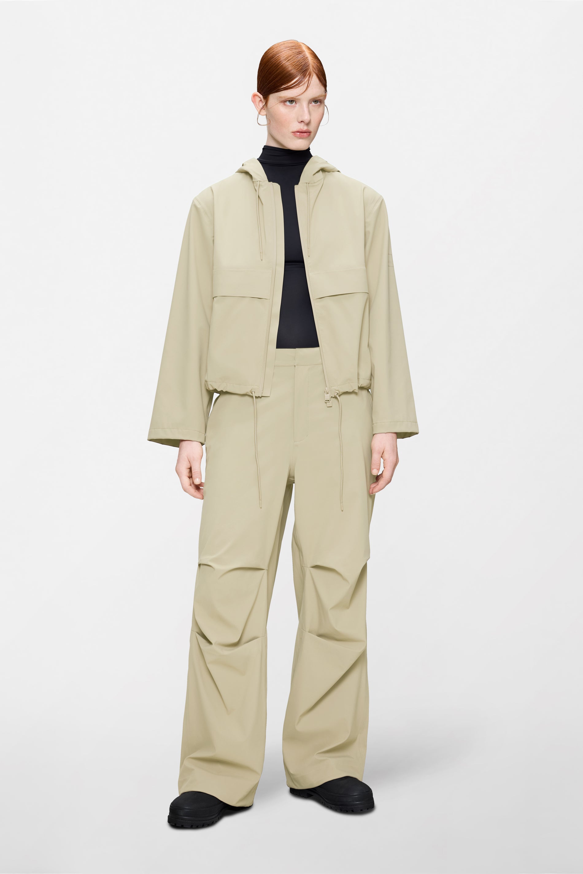 RAINS Suva Hardshell Short String W Jacket Beige Jacket