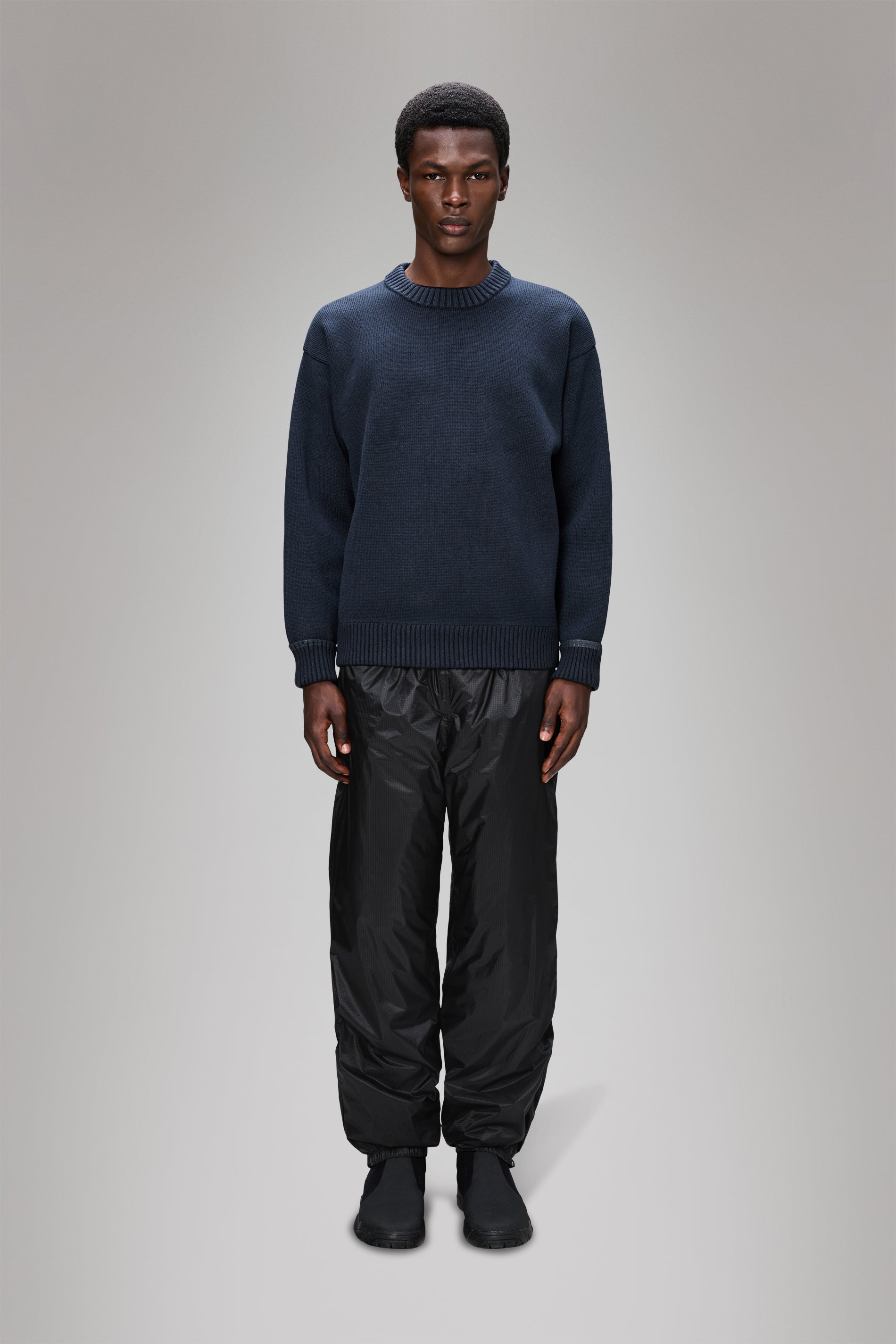 RAINS Sowa Knit Crew Neck Navy/Black Crew Neck