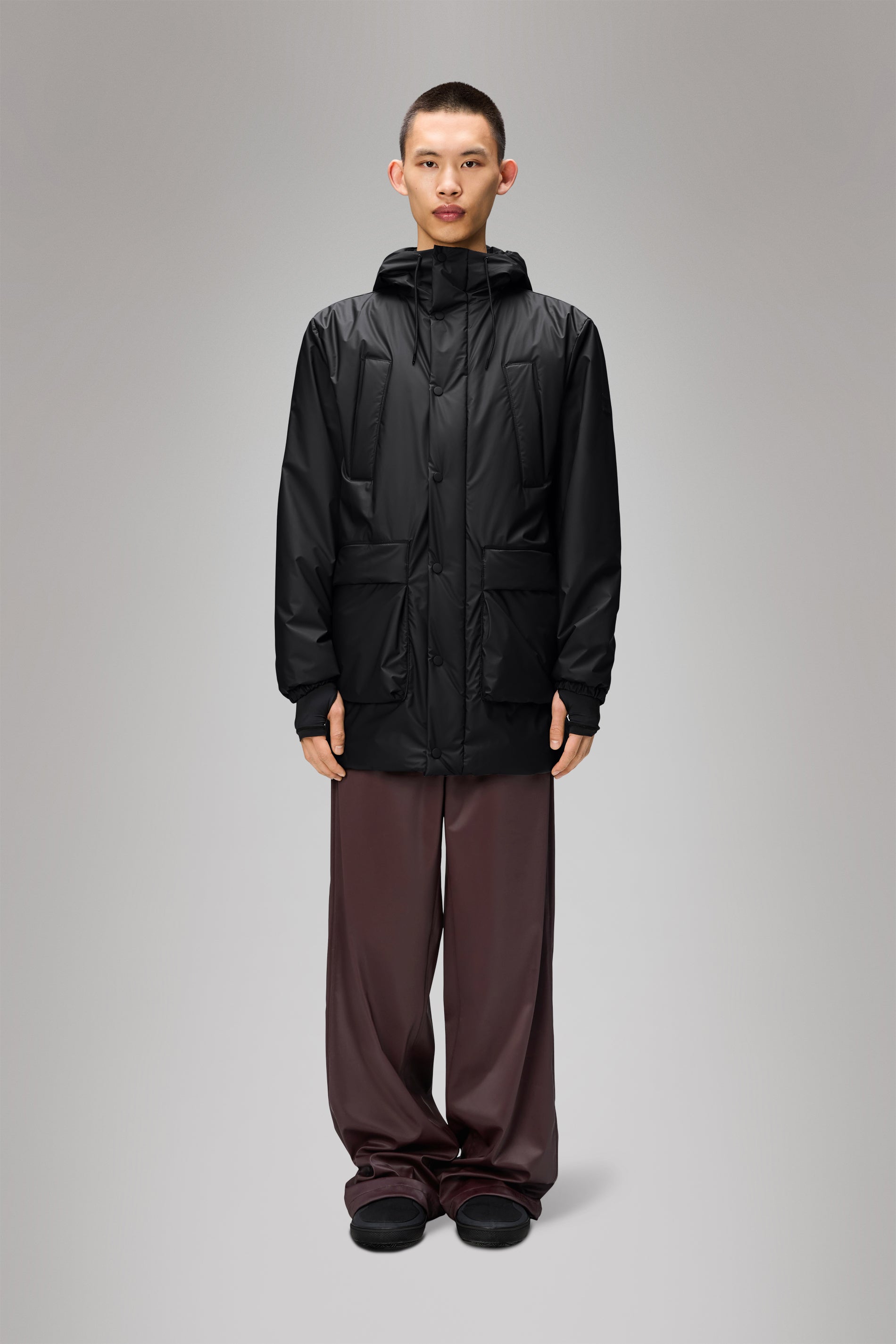 RAINS Lohja Long Insulated Cargo Jacket Black Jacket