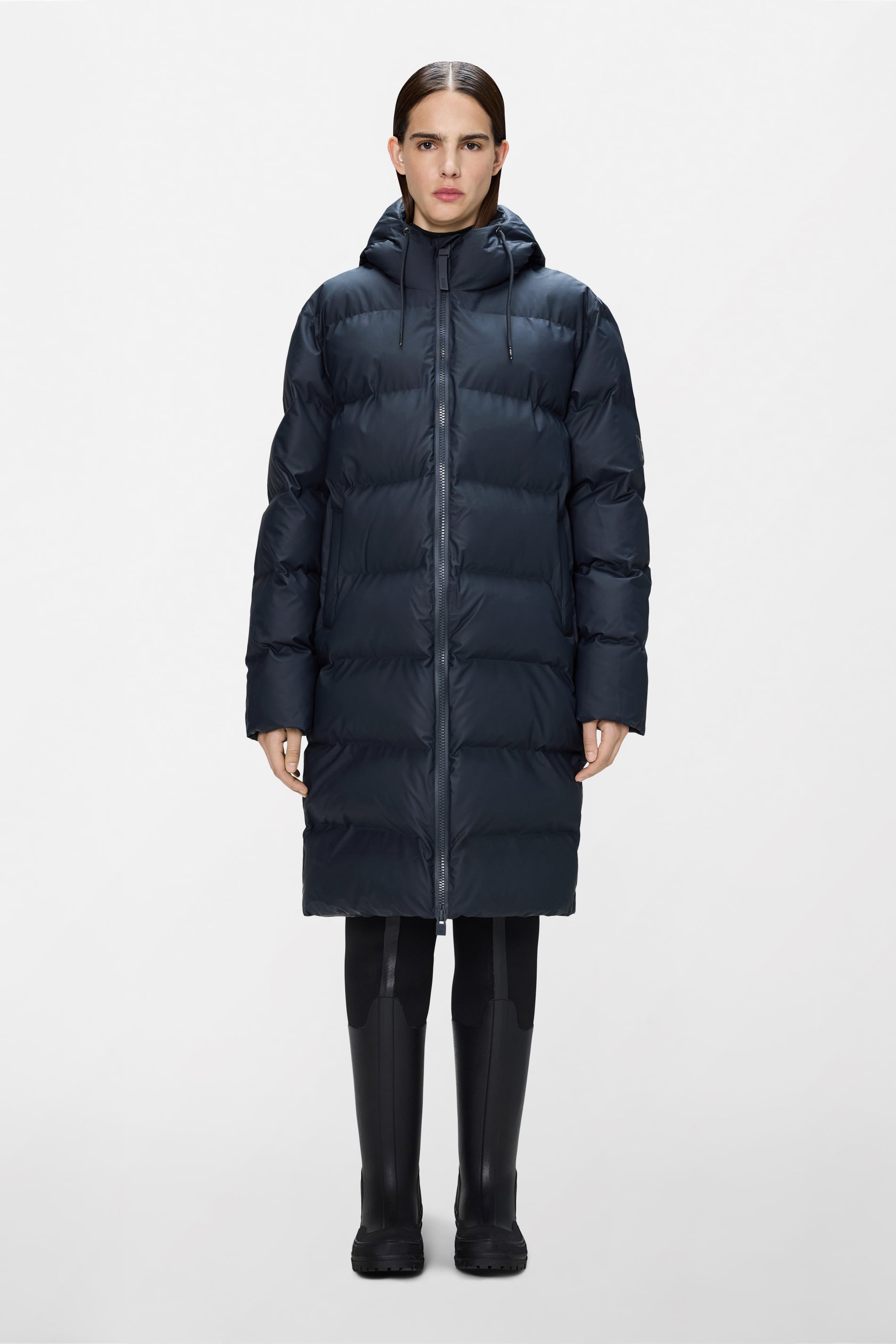 RAINS Alta Longer Puffer Jacket Navy Jacket