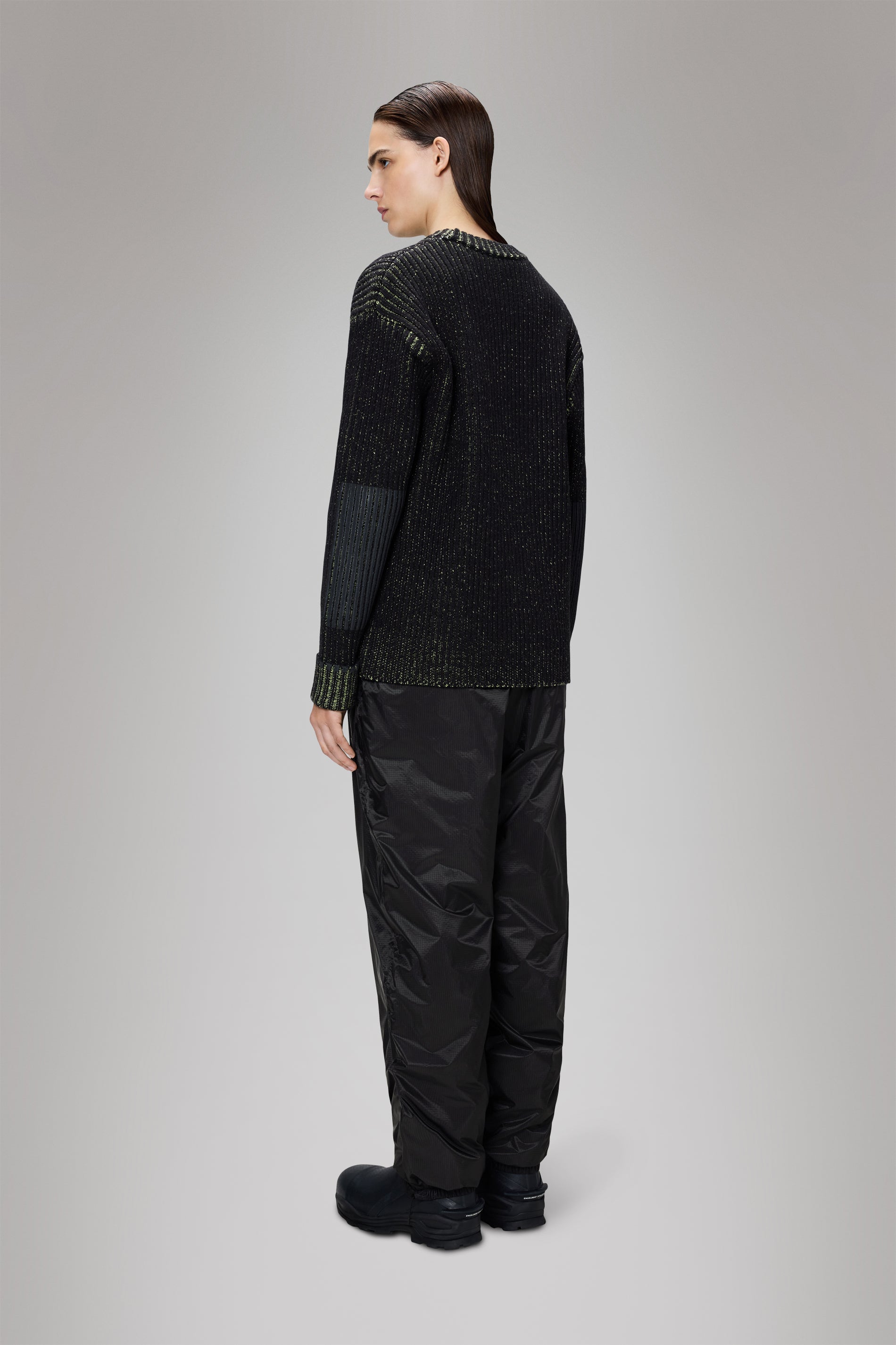 RAINS Sapa Knit Crew Neck Black/Acid Long Sleeve