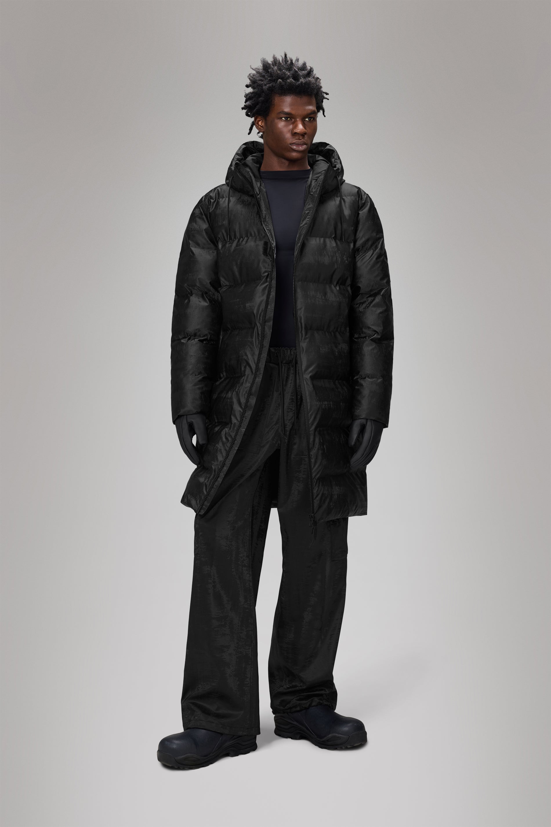 RAINS Alta Longer Puffer Jacket Coal Jacket