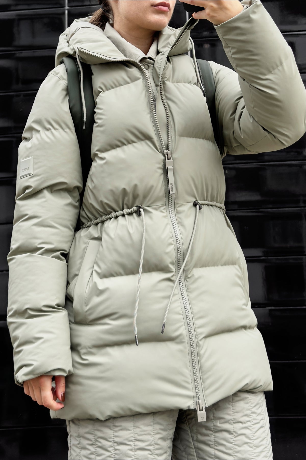 RAINS Alta Long Puffer String W Jacket Drift Jacket
