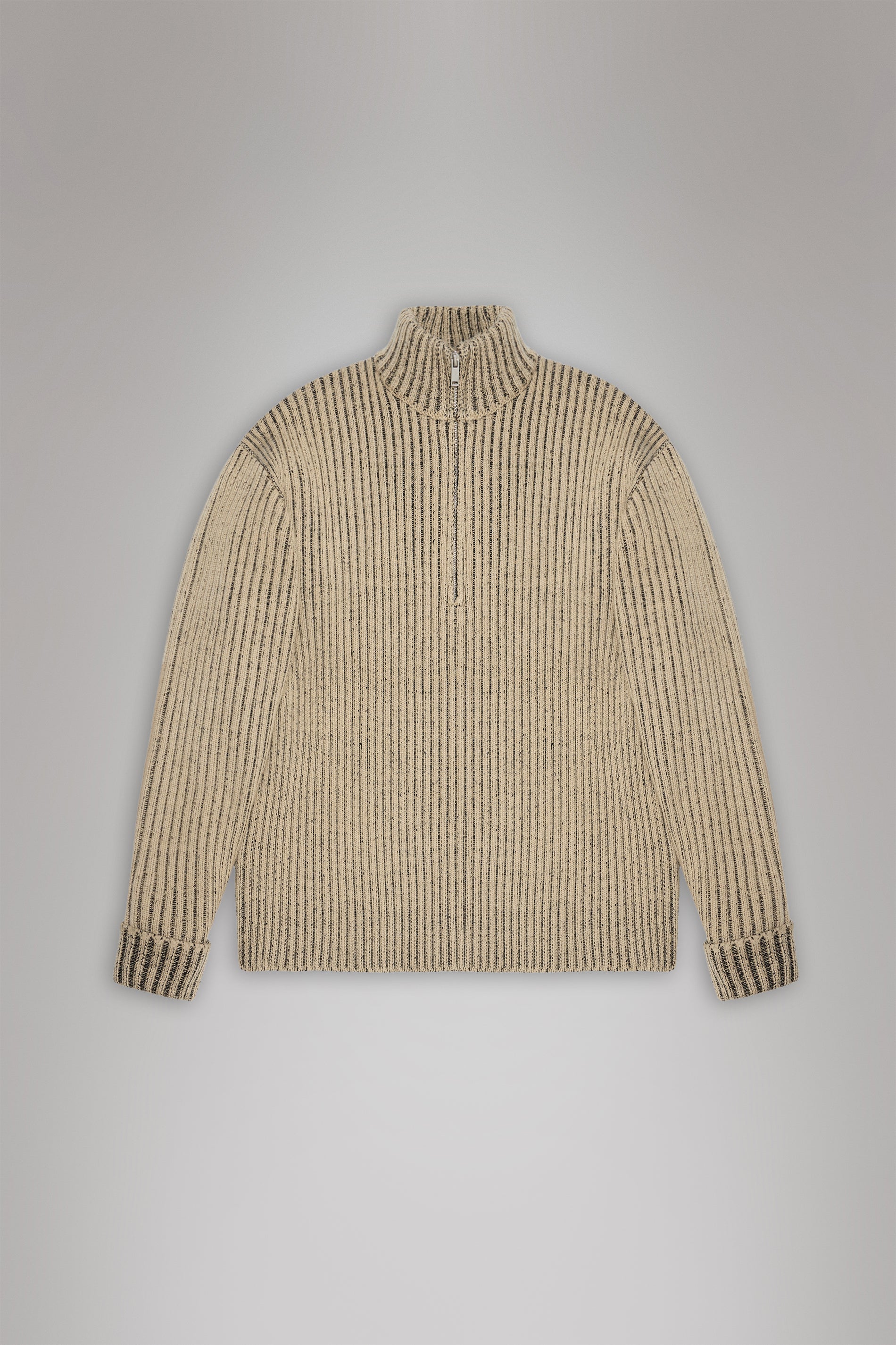 RAINS Sapa Half Zip Knit Beige/Black Long Sleeve