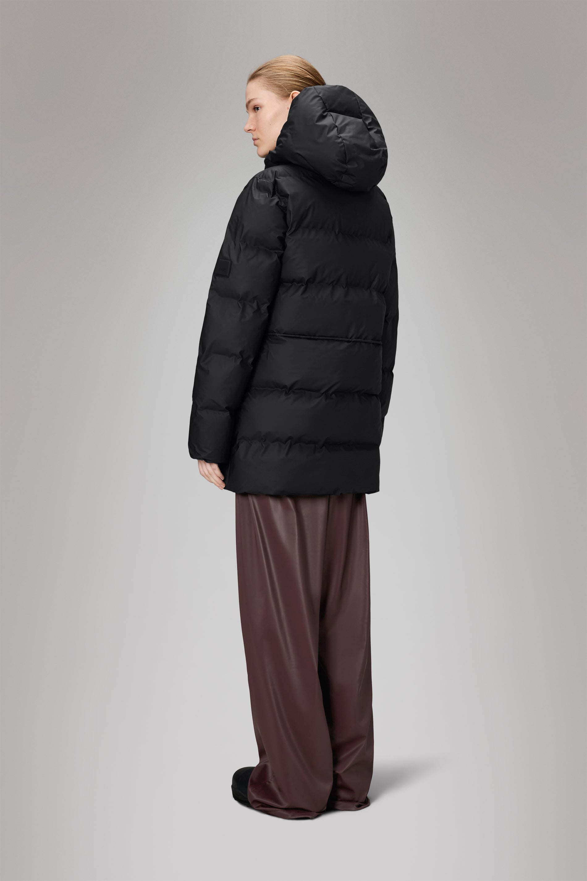 Rains Alta Long Puffer String W Jacket Black Jacket