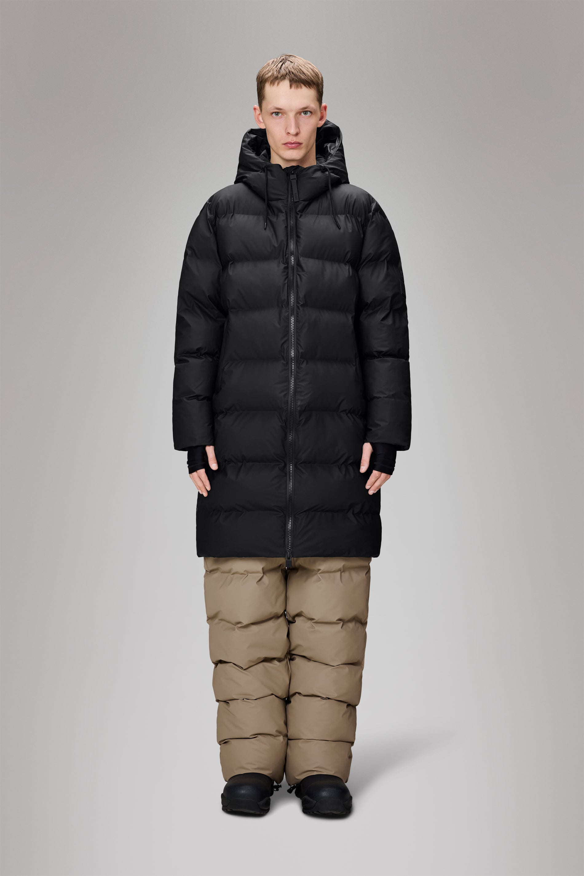 RAINS Alta Longer Puffer Jacket Black Jacket