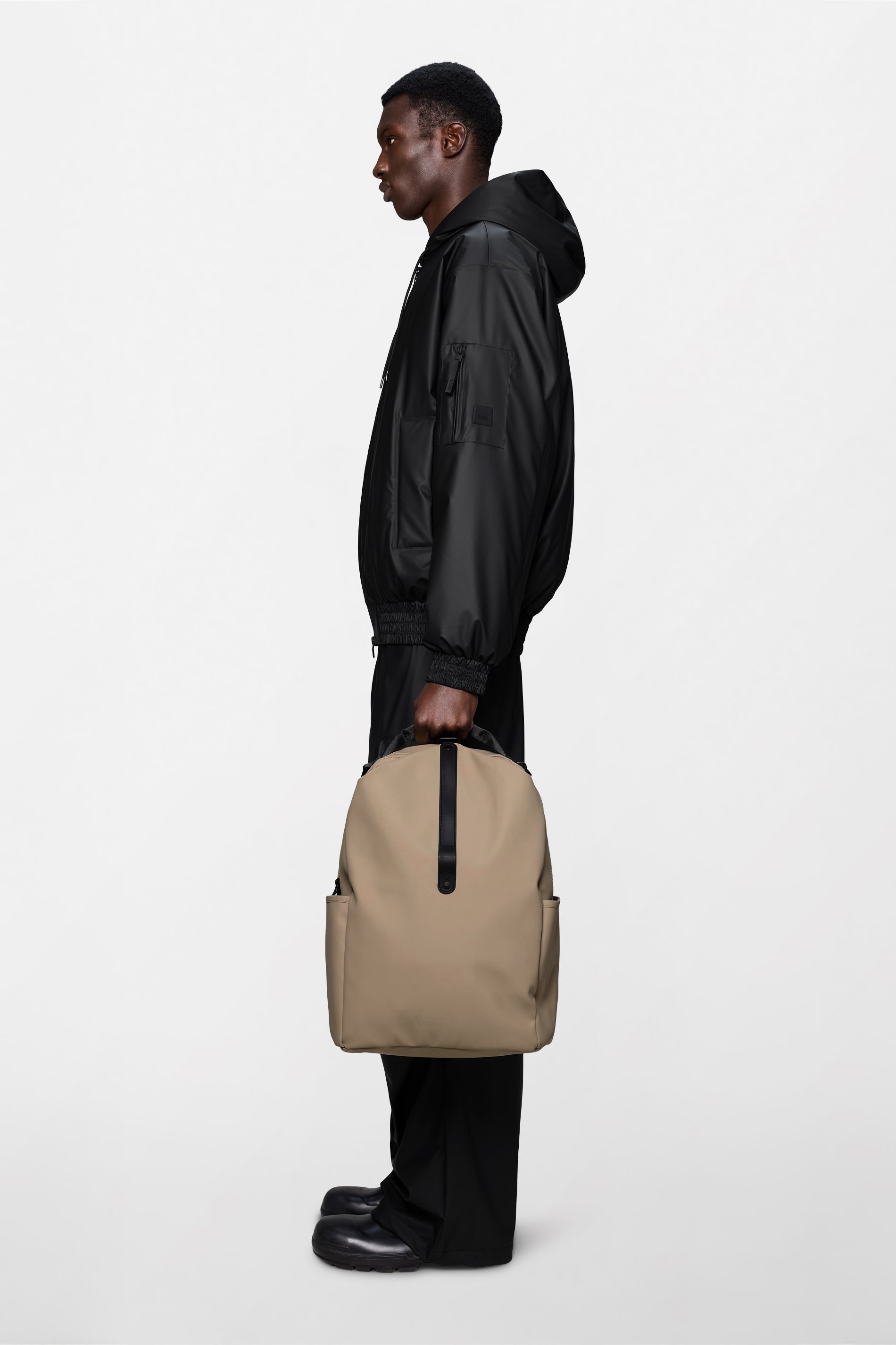 RAINS Clip Front Backpack Beige Backpack