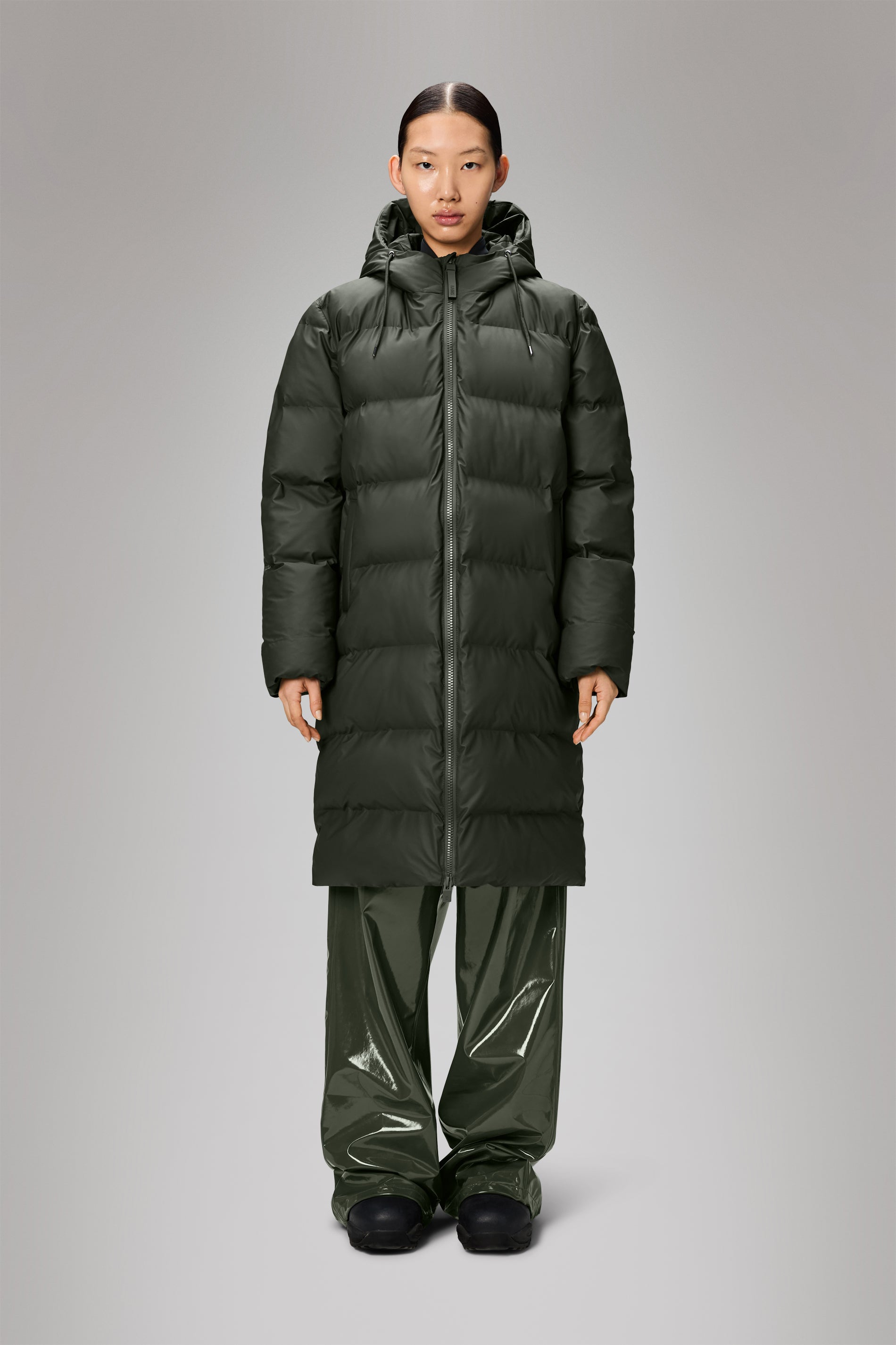 RAINS Alta Longer Puffer Jacket Green Jacket