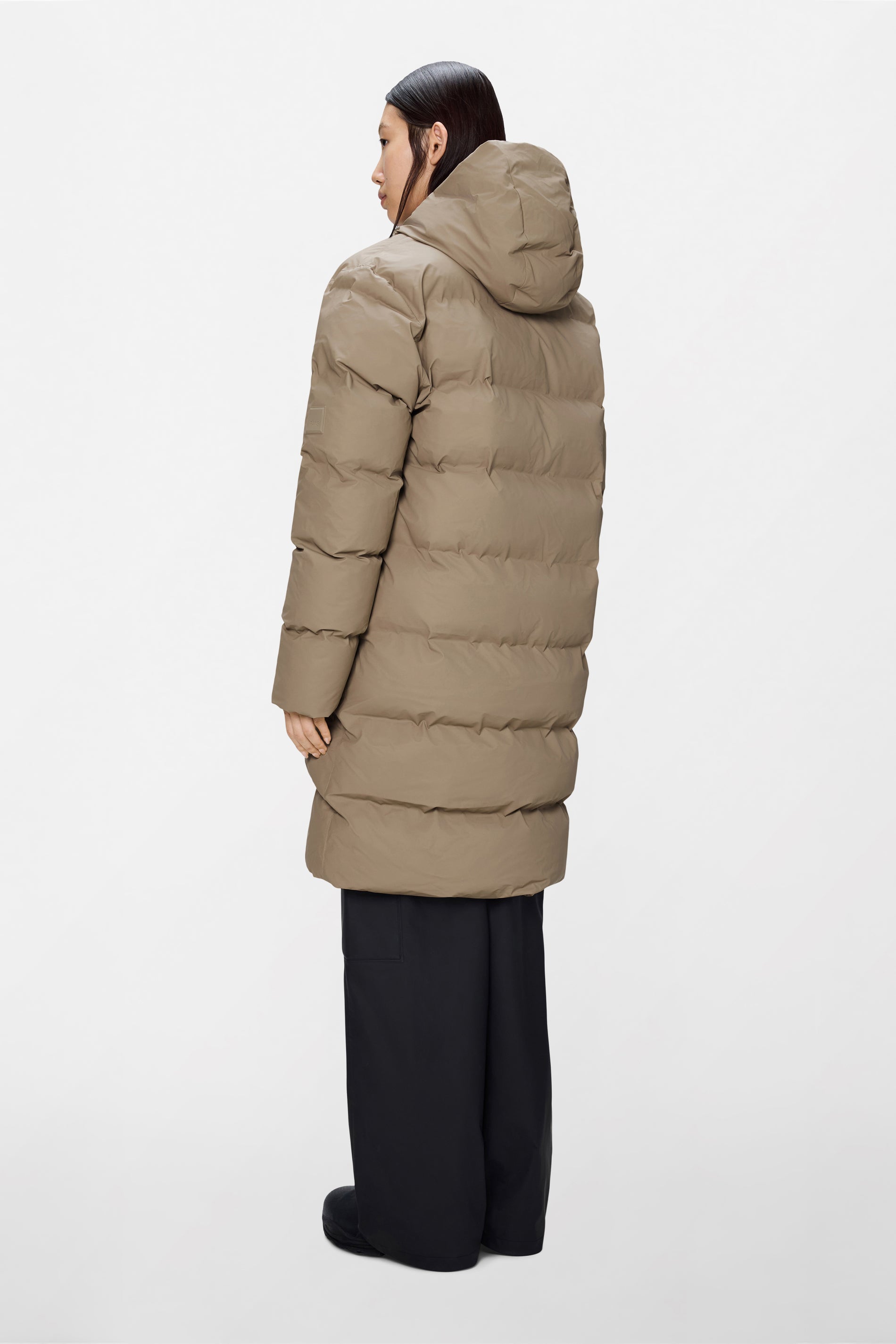 RAINS Alta Longer Puffer Jacket Beige Jacket