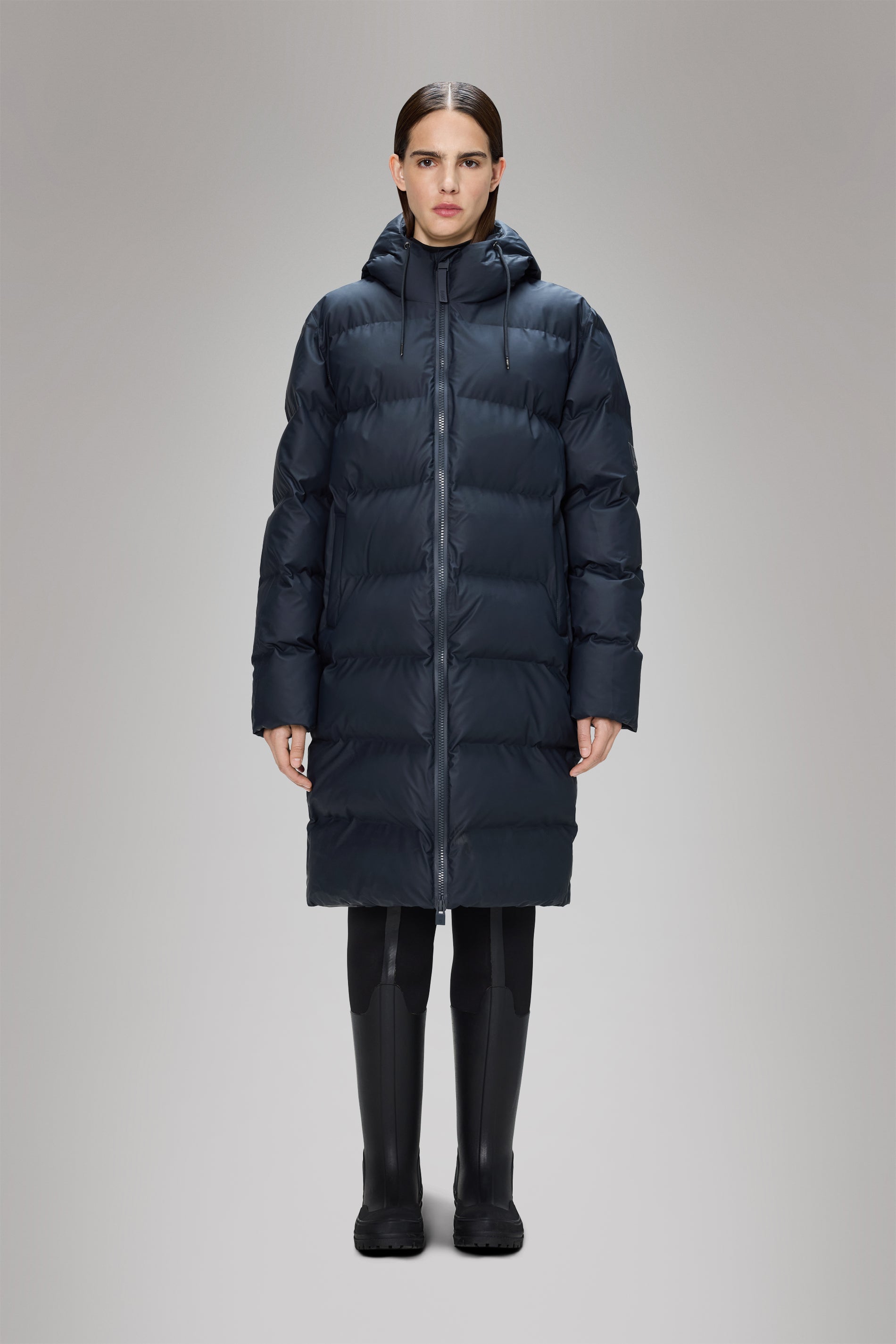 RAINS Alta Longer Puffer Jacket Navy Jacket