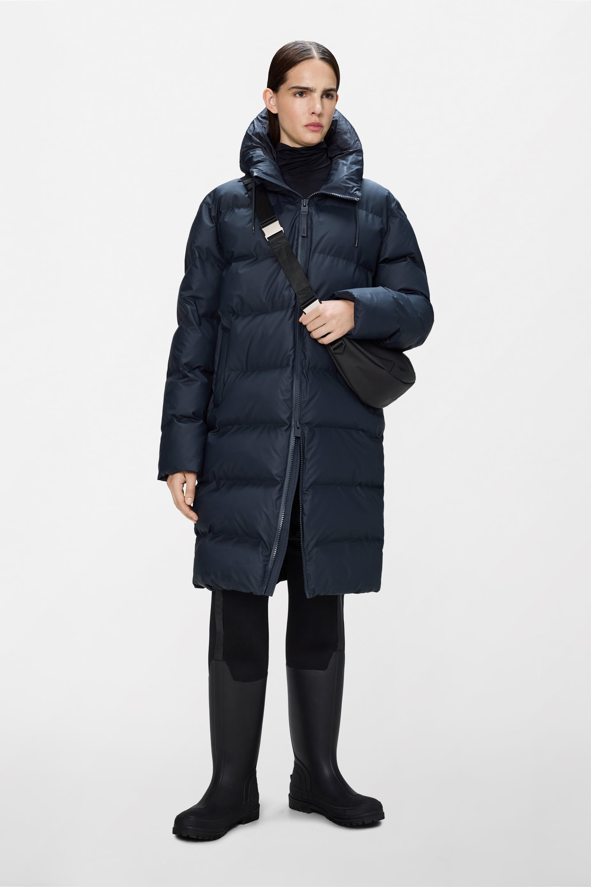 RAINS Alta Longer Puffer Jacket Navy Jacket