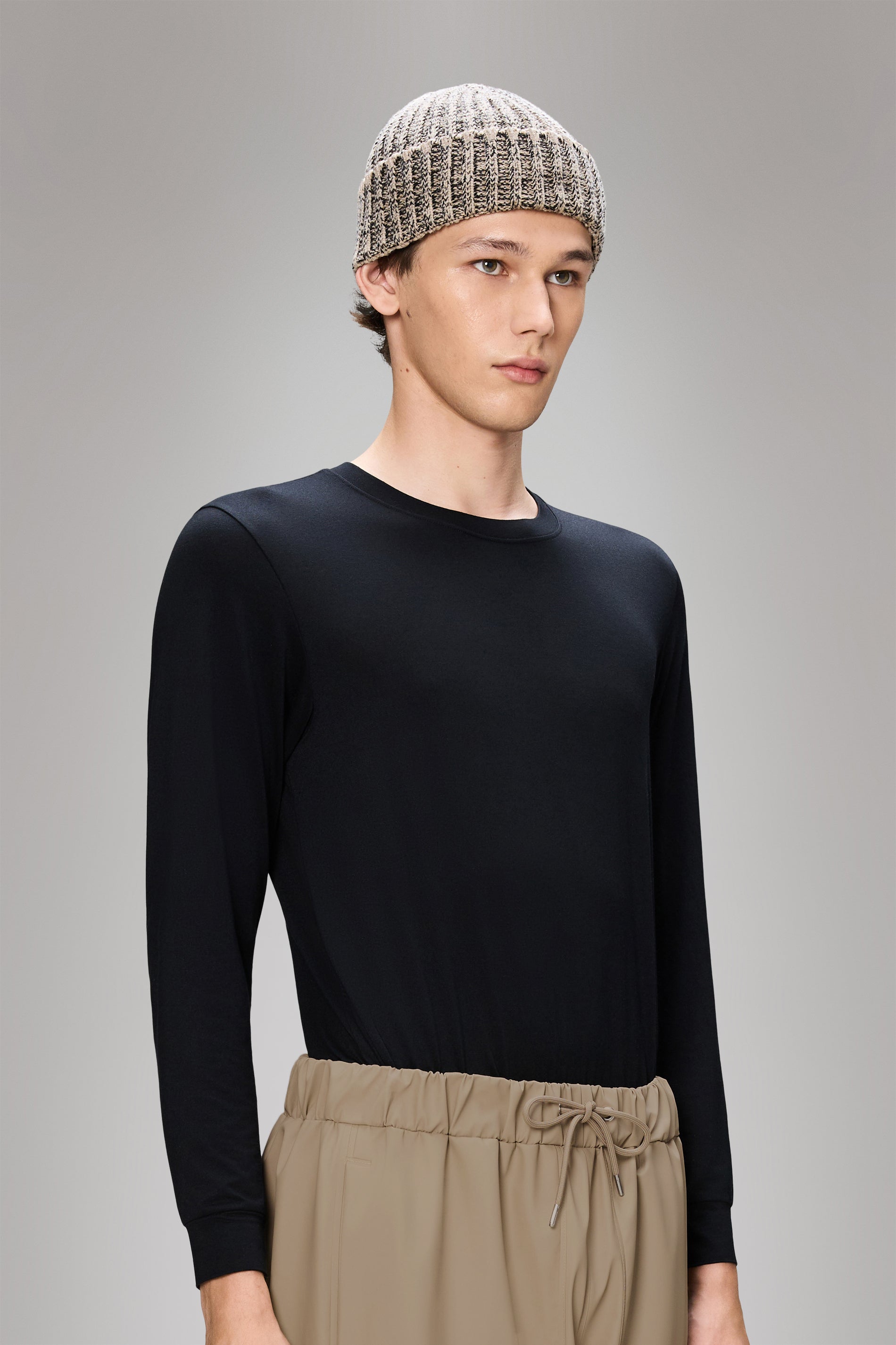 RAINS Sapa Knit Beanie Beige/Black Headwear
