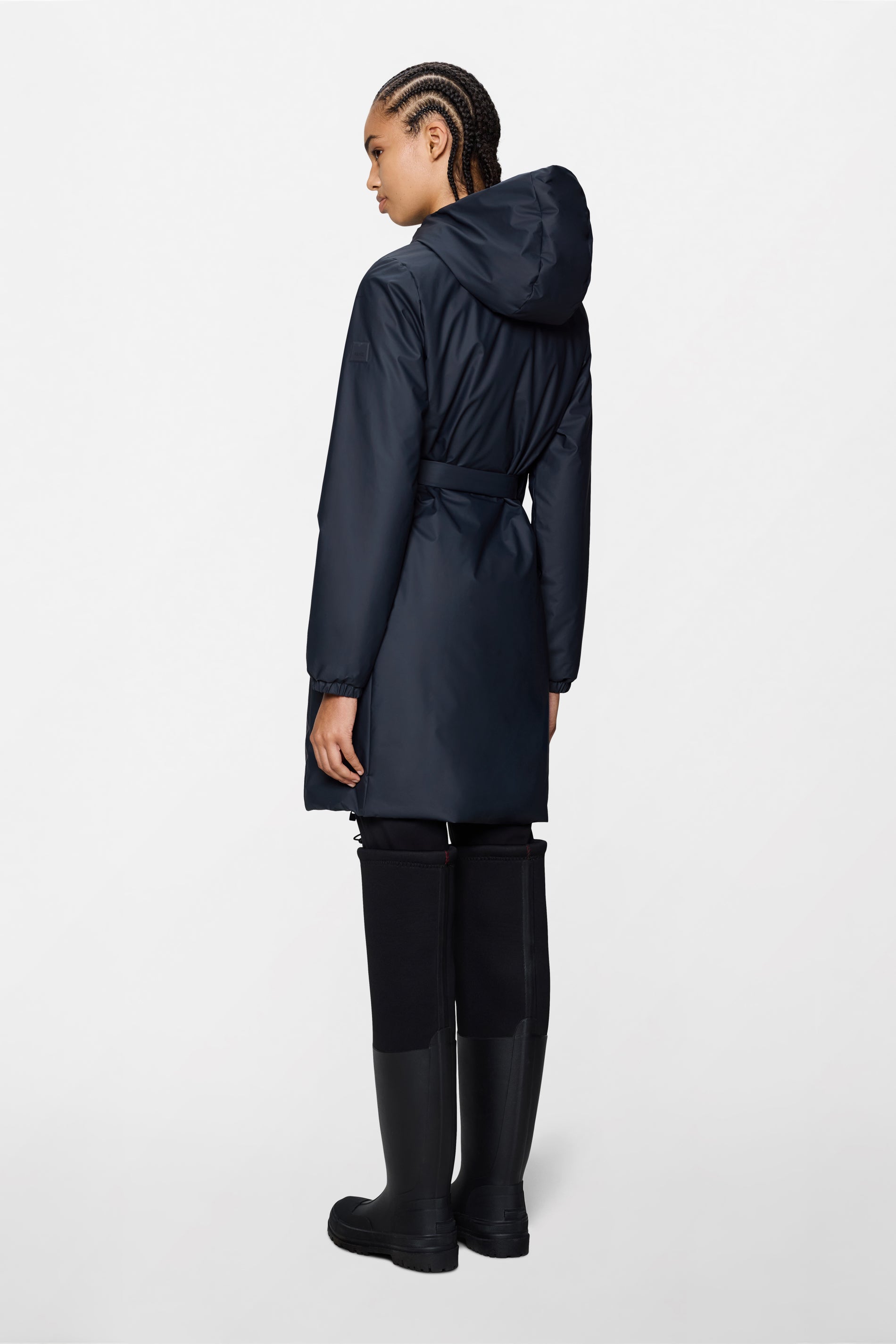RAINS Lohja Long Insulated Curve Jacket Navy Jacket