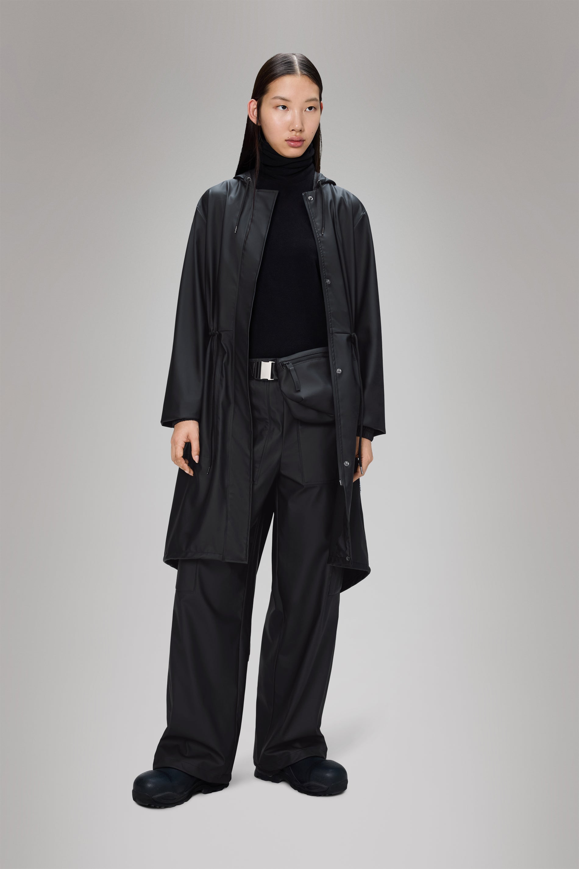 Rains String W Parka Black Jacket