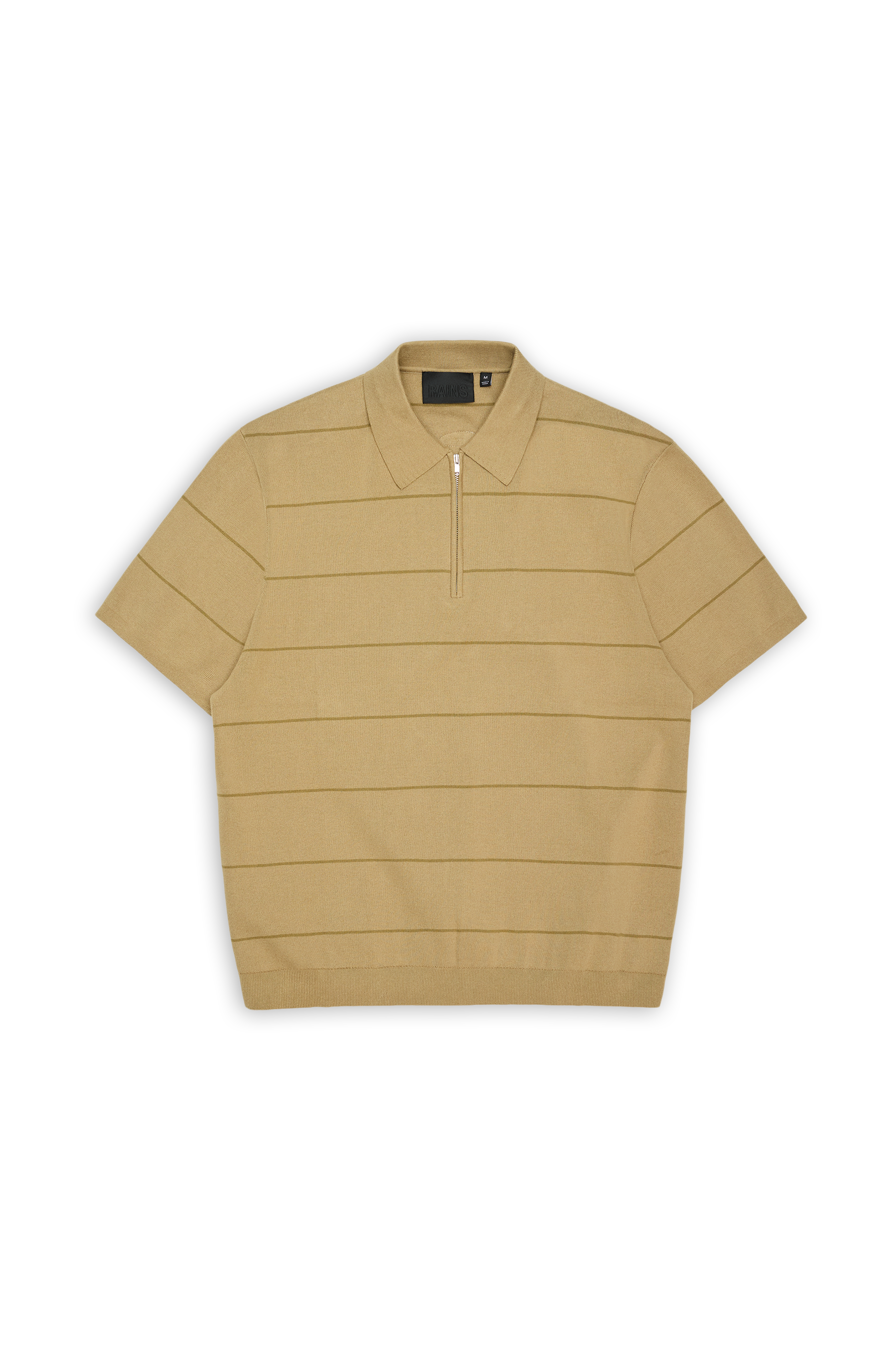RAINS Striped Knit Polo Fawn Short Sleeve