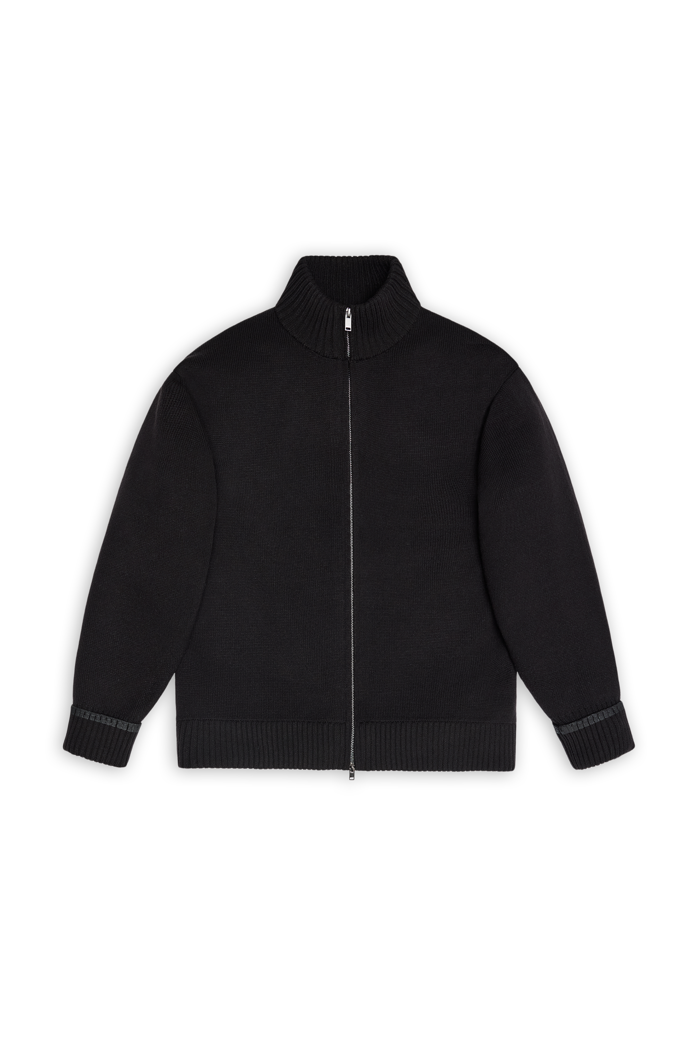 RAINS Sowa Knit Zip Cardigan Black Long Sleeve