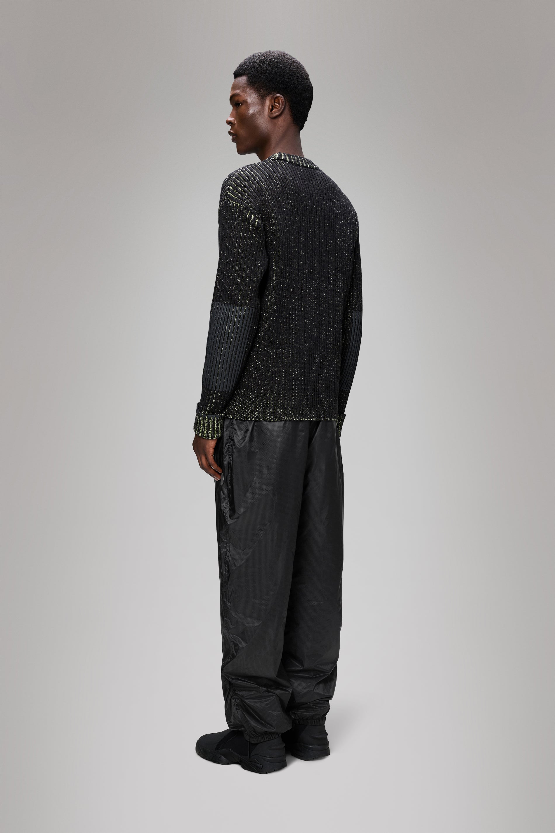 RAINS Sapa Knit Crew Neck Black/Acid Long Sleeve