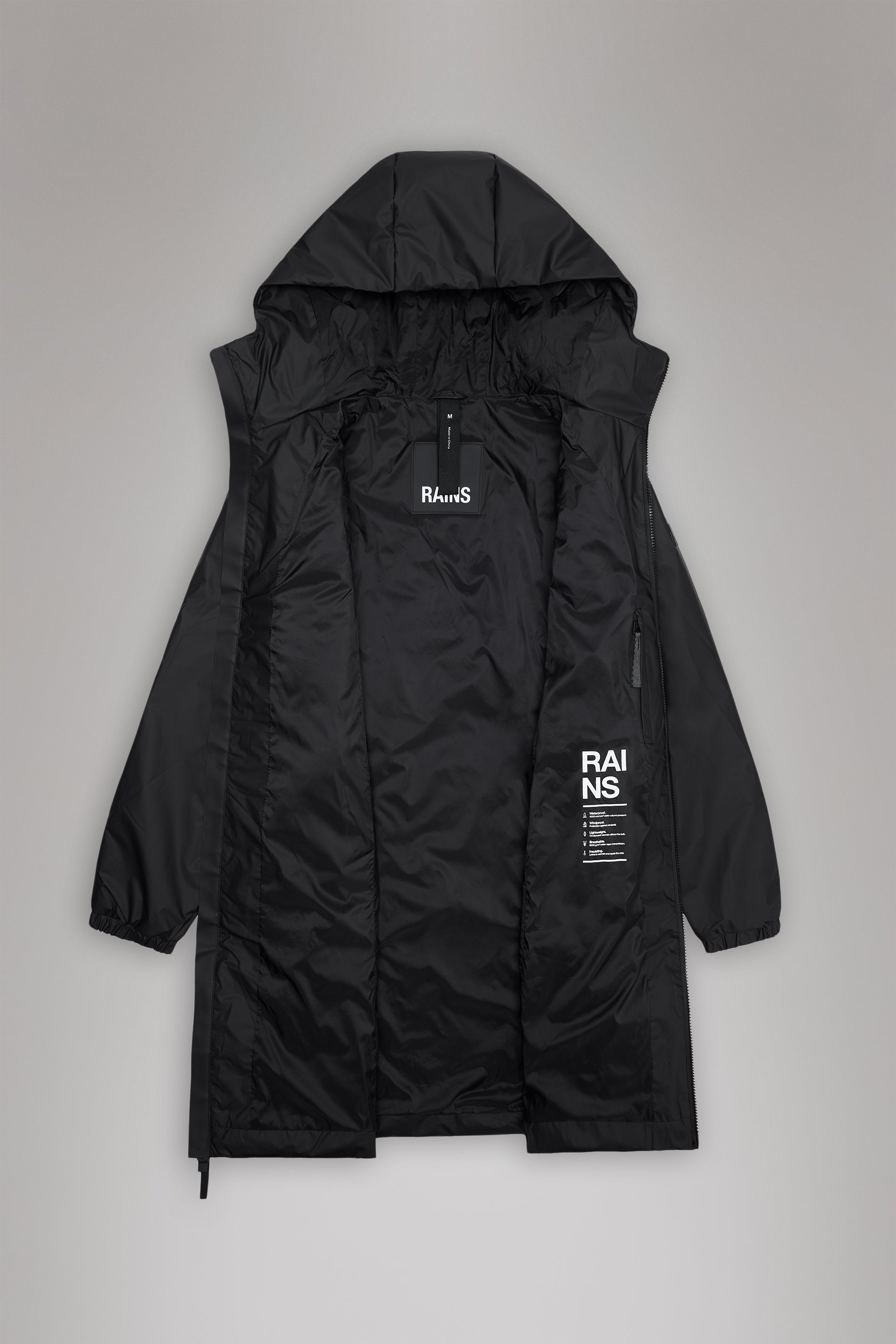 RAINS Lohja Long Insulated Curve Jacket Coal Jacket