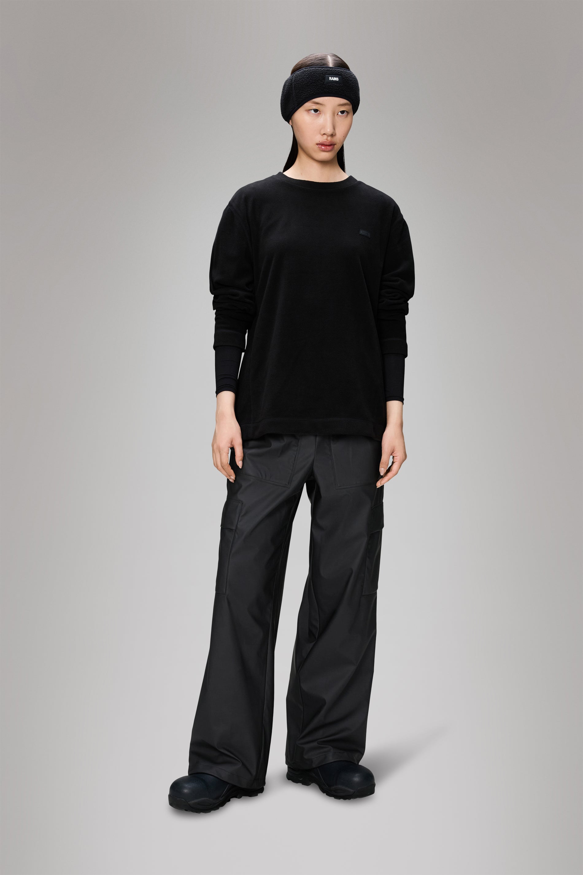 RAINS Addis Fleece Crewneck Black Crew Neck