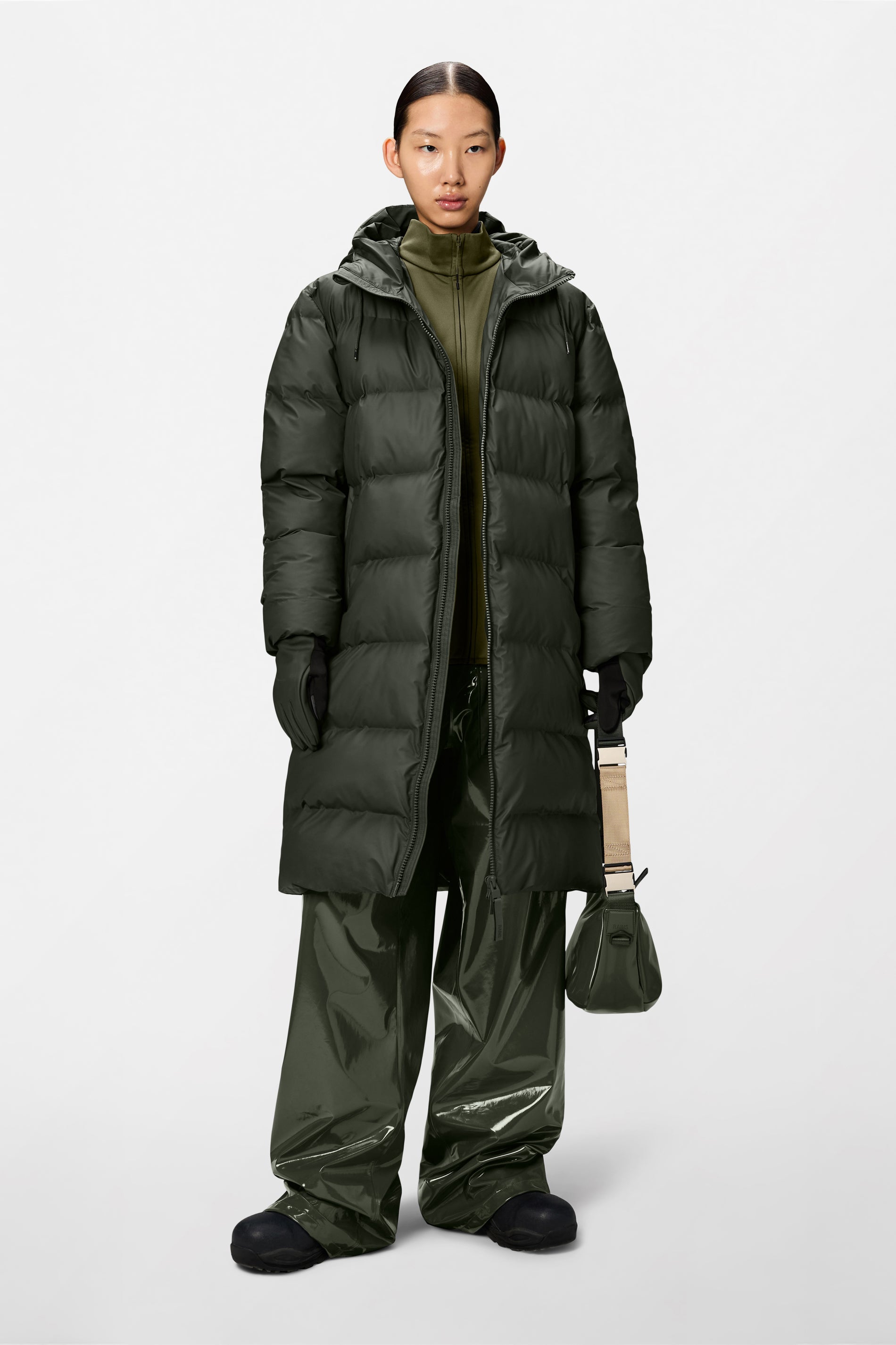 RAINS Alta Longer Puffer Jacket Green Jacket