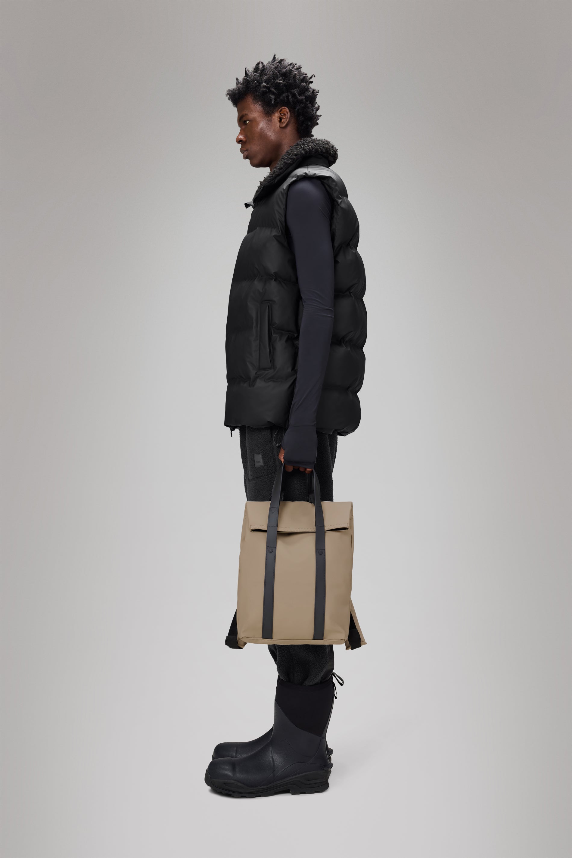 RAINS 2 Way Tote Backpack Mini Beige Backpack