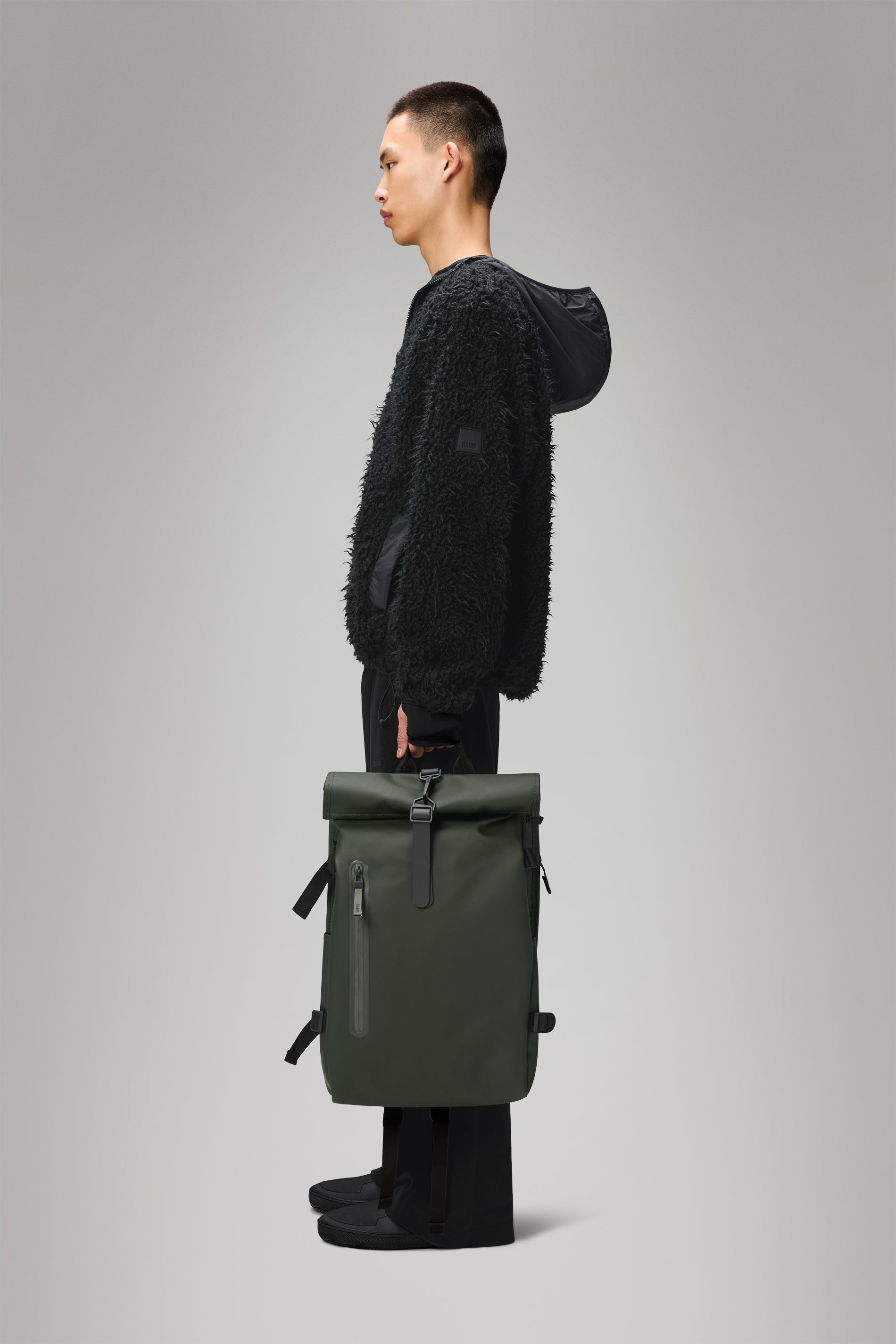 RAINS Rolltop Rucksack Large Green 23L H63 x D14 x W32 cm Backpack