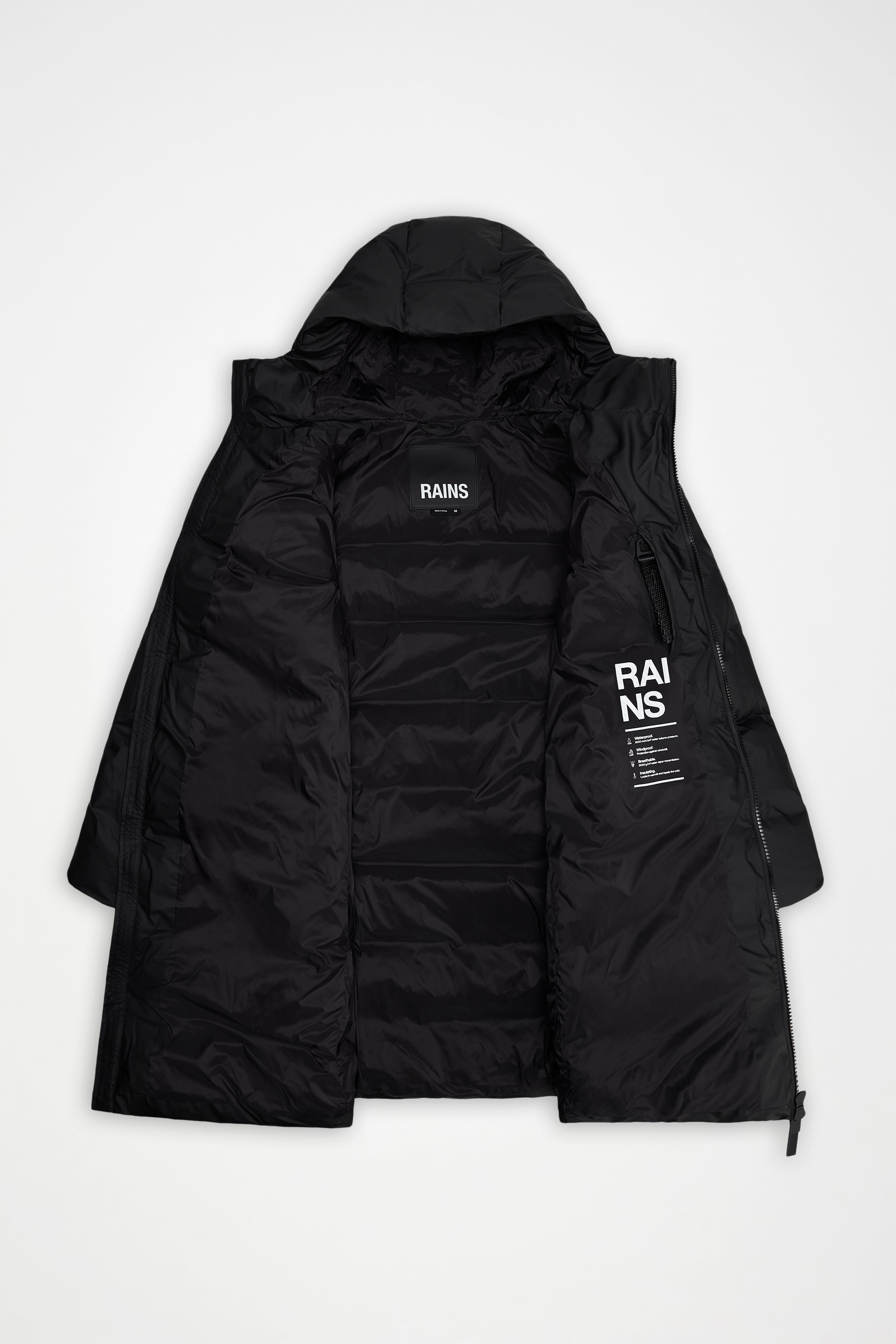 RAINS Alta Longer Puffer Jacket Black Jacket